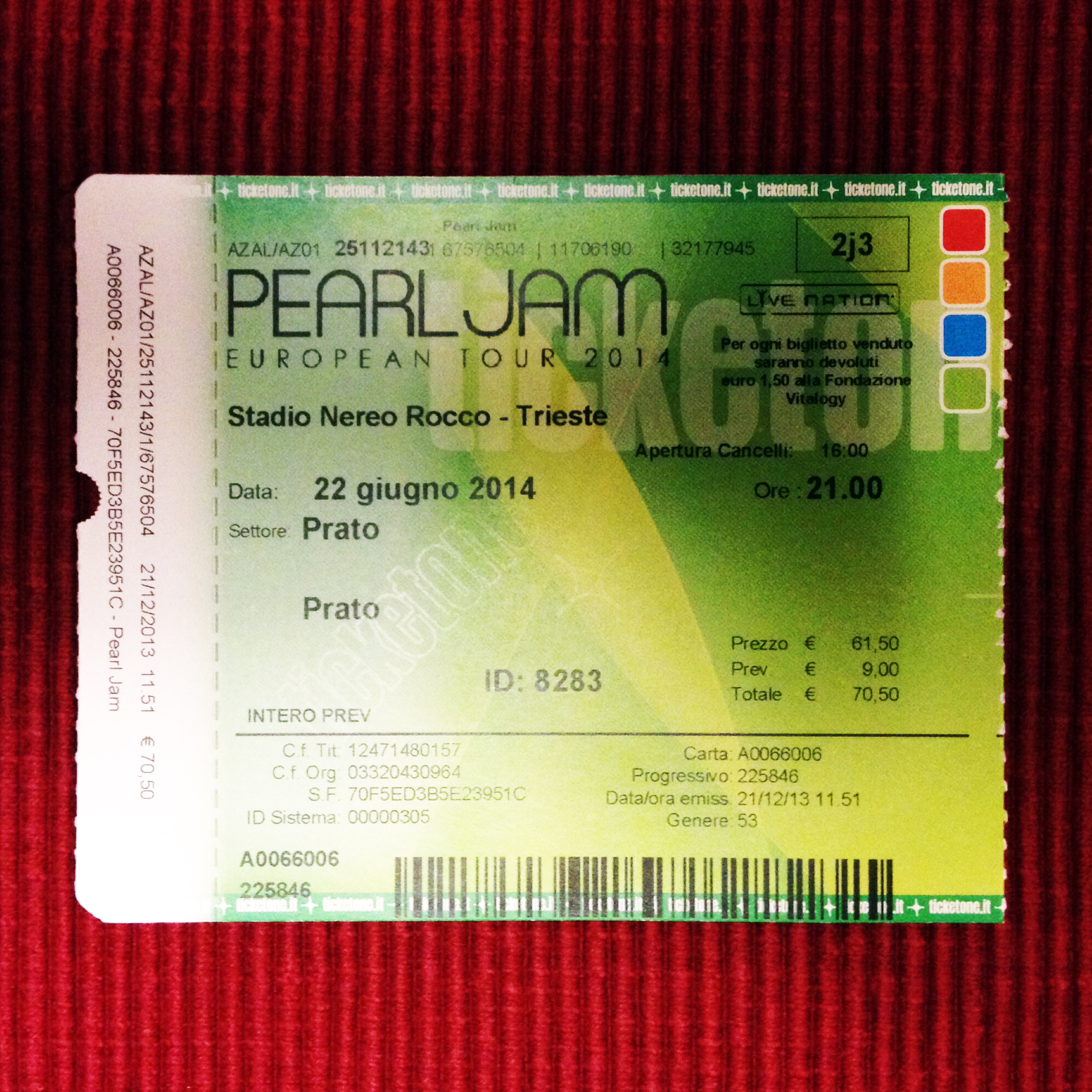 Pearl Jam – Trieste, Stadio Nereo Rocco (22.6.2014)