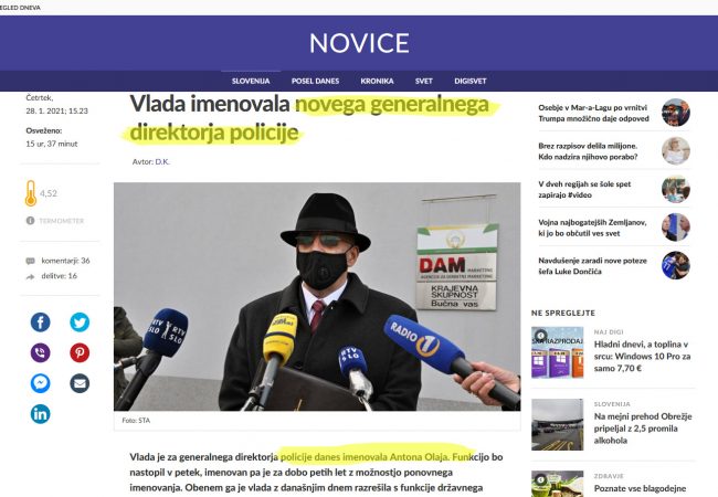 Sovraštvo na čelu slovenske policije